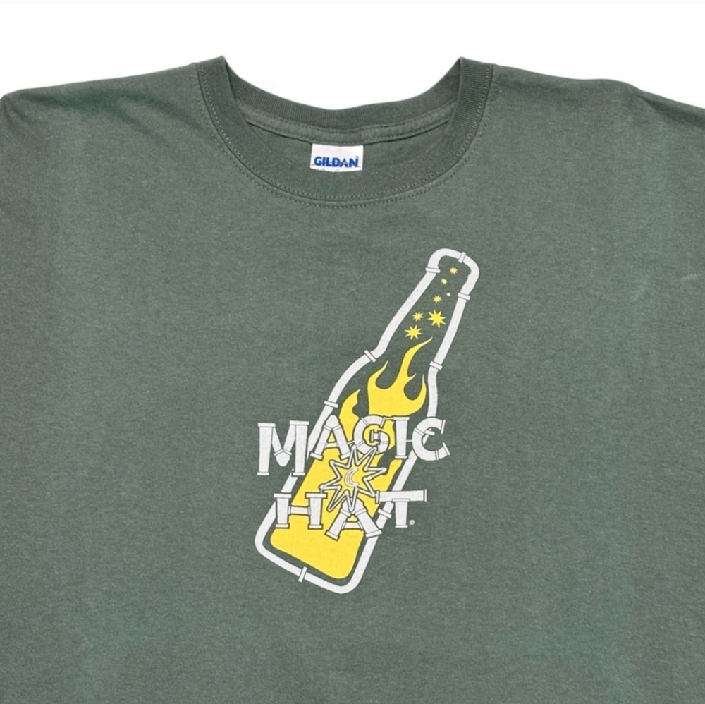Magic Hat Brewery Green Crew Neck Shirt Brewery Pipes Logo Graphic View 2